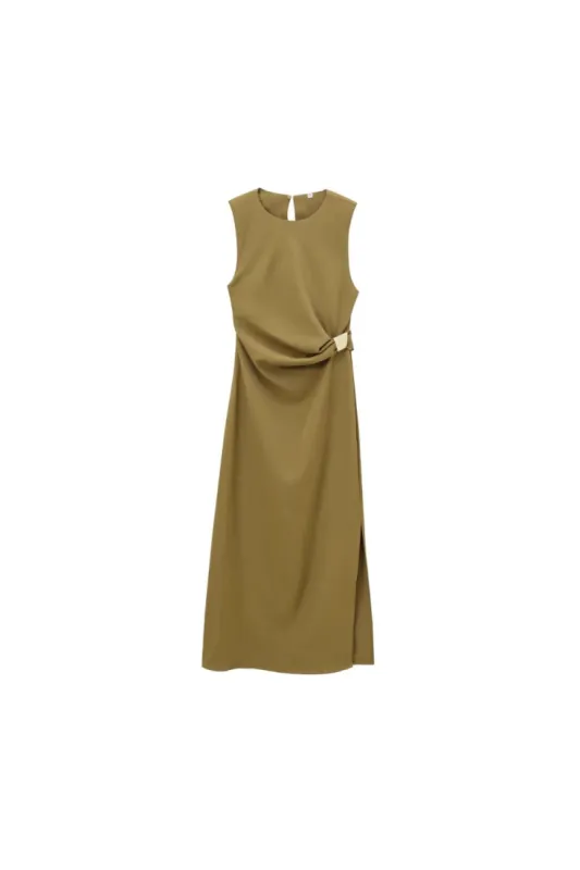 'Avery' Fitted Belted Midi Dress sold by Goodnight Macaroon