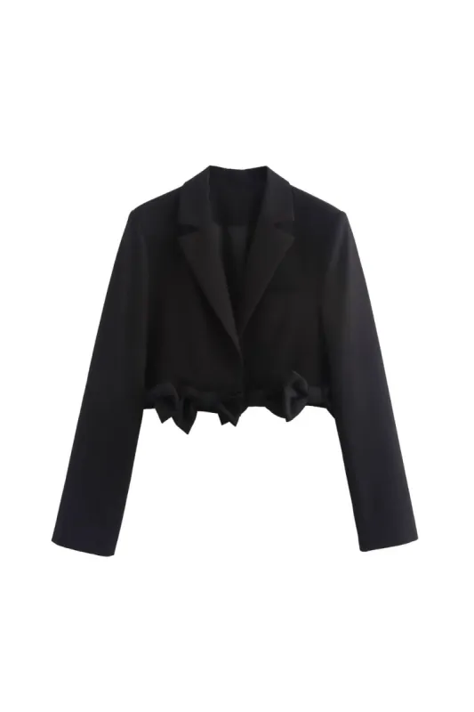 'Emery' Bow-Tie Accented Cropped Blazer sold by Goodnight Macaroon