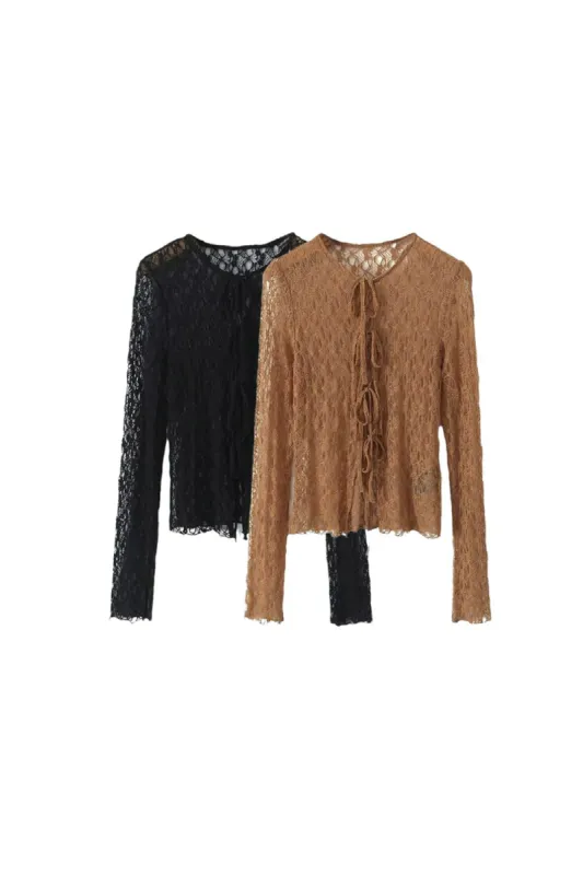 ‘Nora’ Elegant Two-Tone Lace Cardigan sold by Goodnight Macaroon