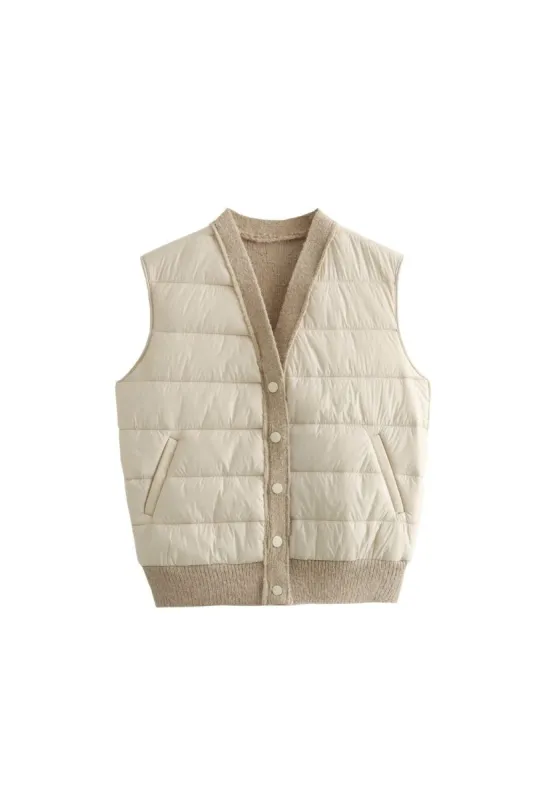 'Willow' Quilted V-Neck Sleeveless Vest sold by Goodnight Macaroon