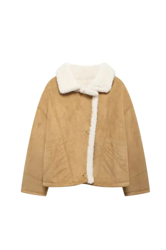'Harper' Faux Sherpa Suede Jacket made by Goodnight Macaroon