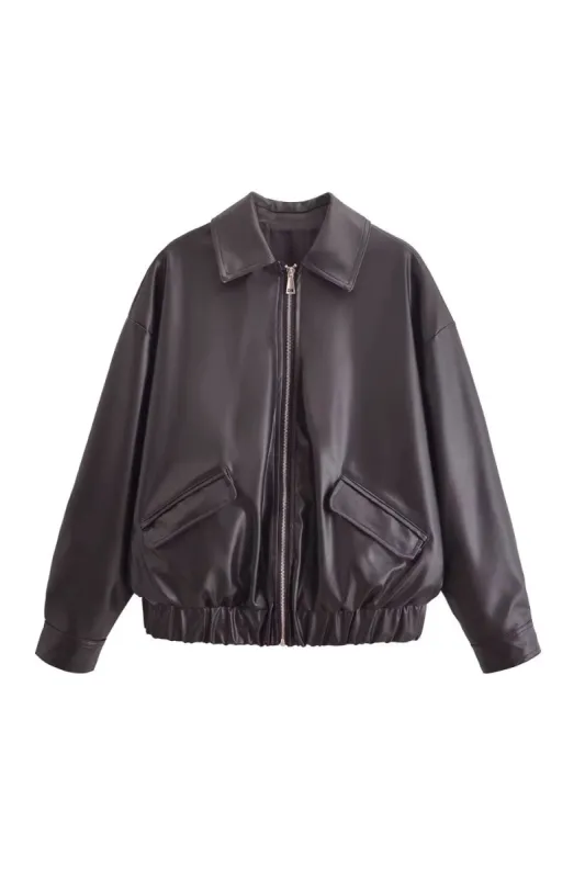【mahagrid】24FW★ WASHED FAUX LEATHER BLOUSON WASHED FAUX LEATHER BLOUSON - mahagrid | 60% - Asian Fashion