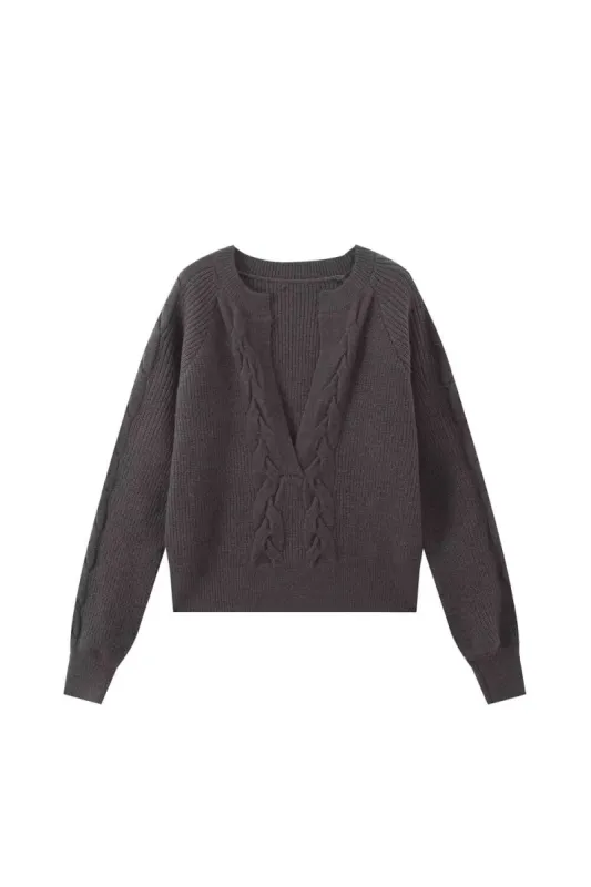 'Nora' Casual Knit V-Neck Pullover sold by Goodnight Macaroon
