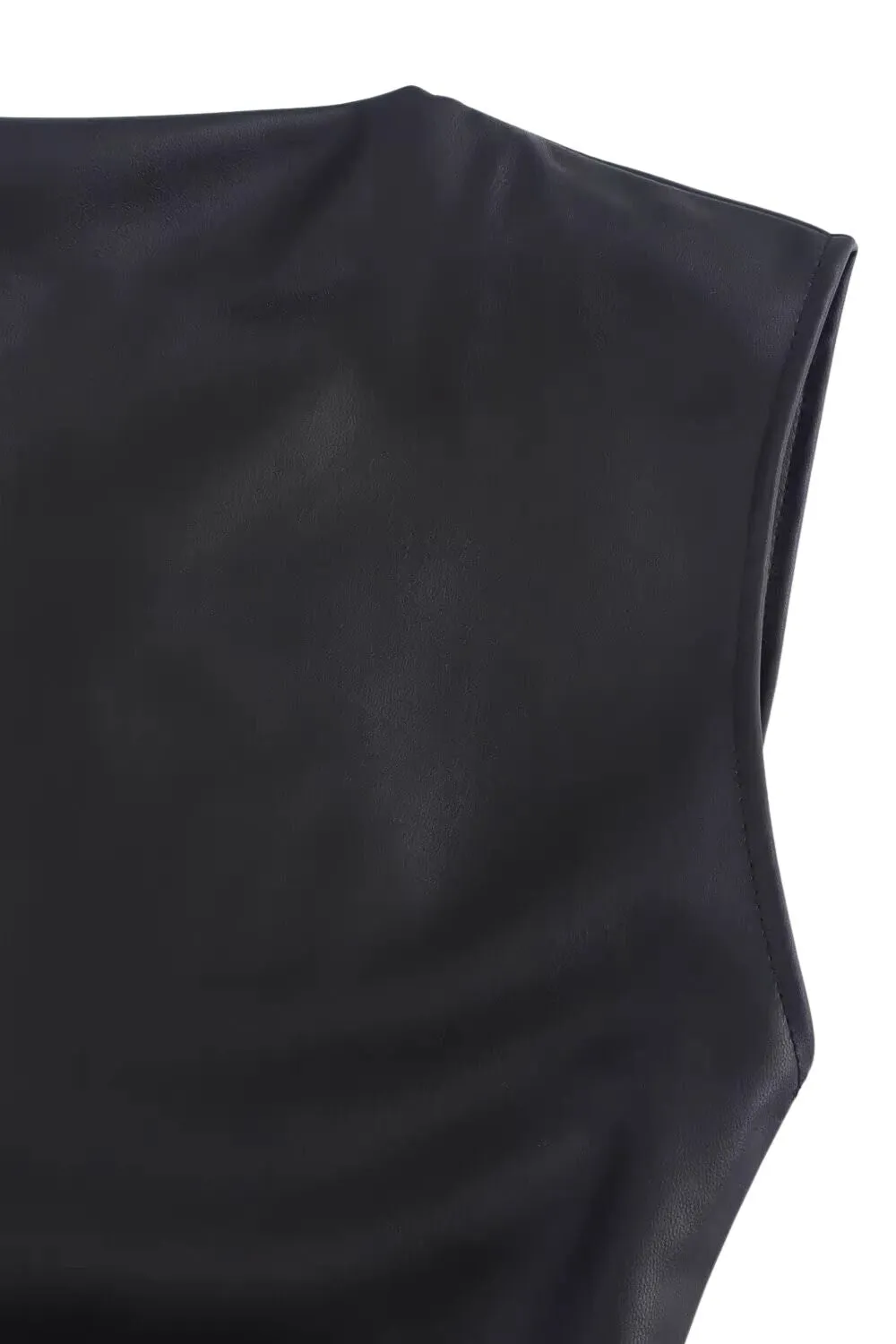 ‘Mila’ Fitted Faux Leather Drape Dress sold by Goodnight Macaroon product image thumbnail 4