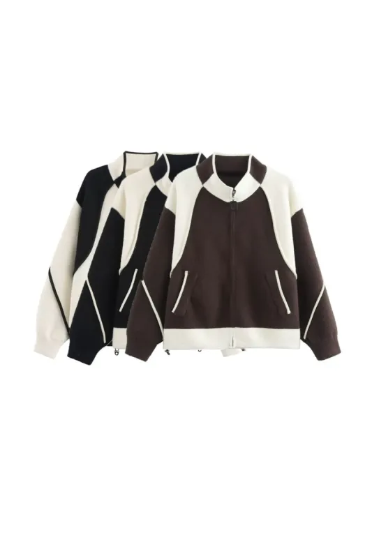 ‘Chloe’ Casual Color-Block Zip Jacket sold by Goodnight Macaroon