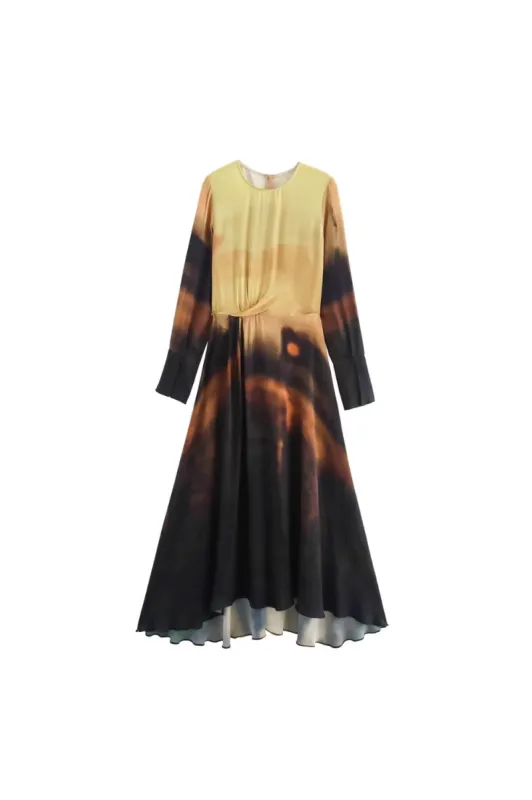 'Aaliyah' Printed Midi Long Sleeve Dress sold by Goodnight Macaroon