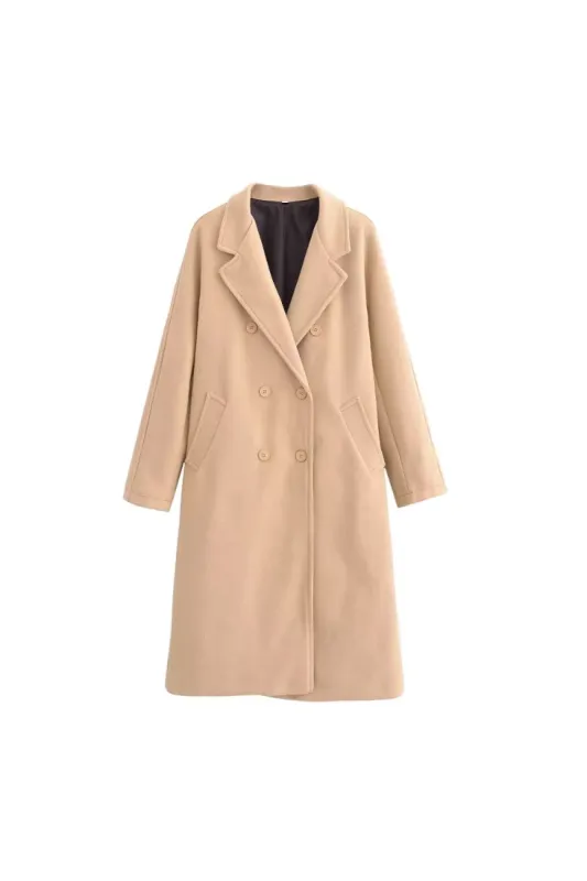 'Eliza' Camel Double-Breasted Cashmere Overcoat sold by Goodnight Macaroon