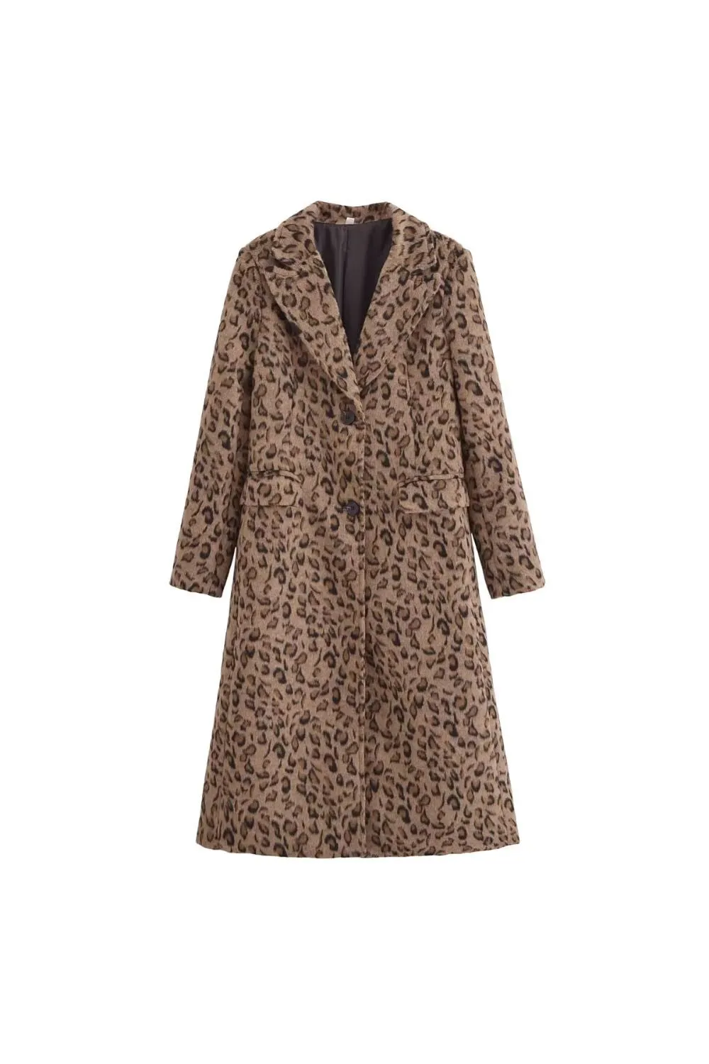 'Victoria' Leopard Print Long Wool Coat sold by Goodnight Macaroon
