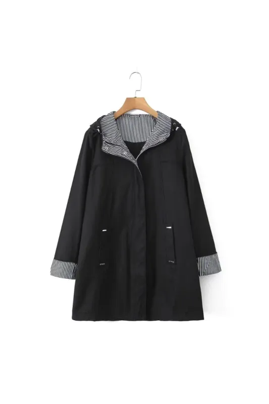 'Quinn' Casual Stripe-Detail Hooded Windbreaker Jacket sold by Goodnight Macaroon