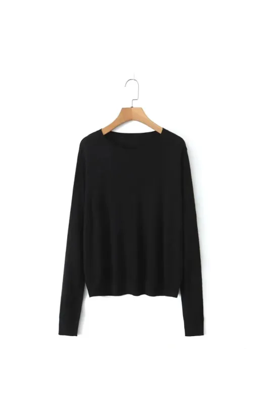 'Nora' Solid-Color Knitted Long-Sleeve Top sold by Goodnight Macaroon