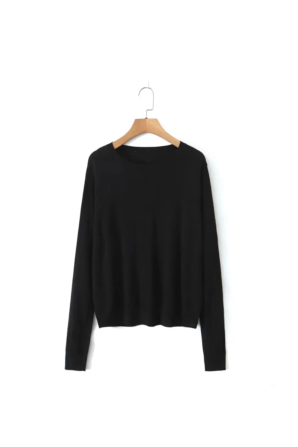 'Nora' Solid-Color Knitted Long-Sleeve Top sold by Goodnight Macaroon