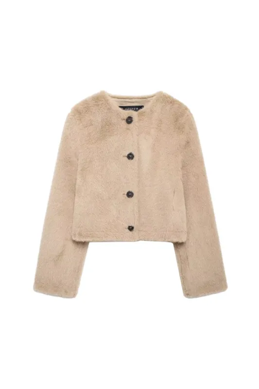 'Alice' Faux Fur-Effect Short Jacket Coat sold by Goodnight Macaroon