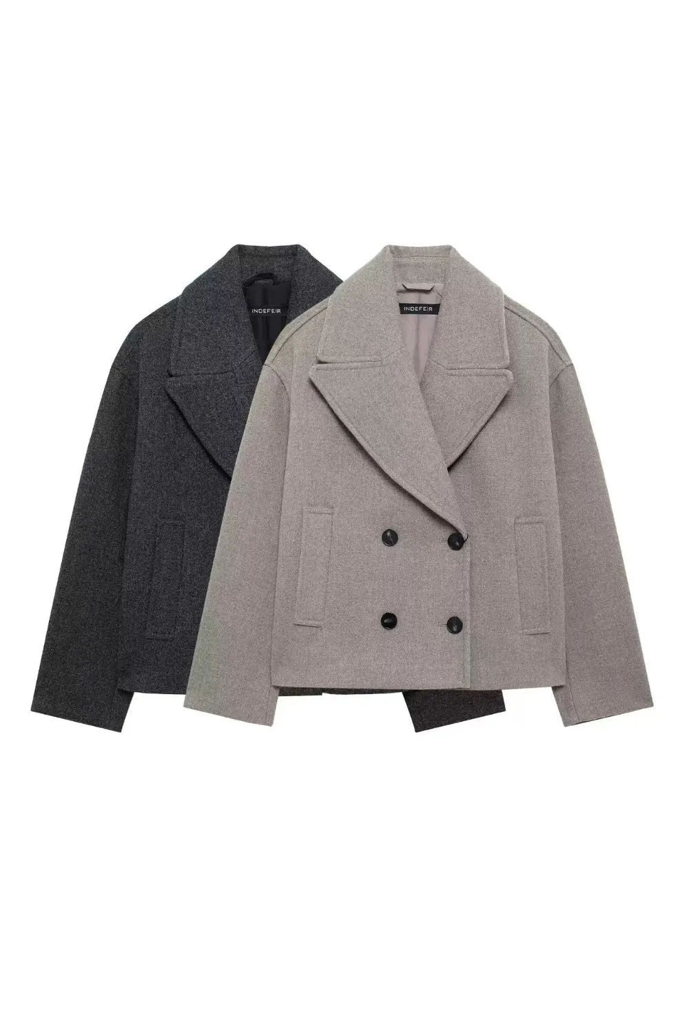 'Sadie' Double-Breasted Blended Short Coat (2 Color) sold by Goodnight Macaroon