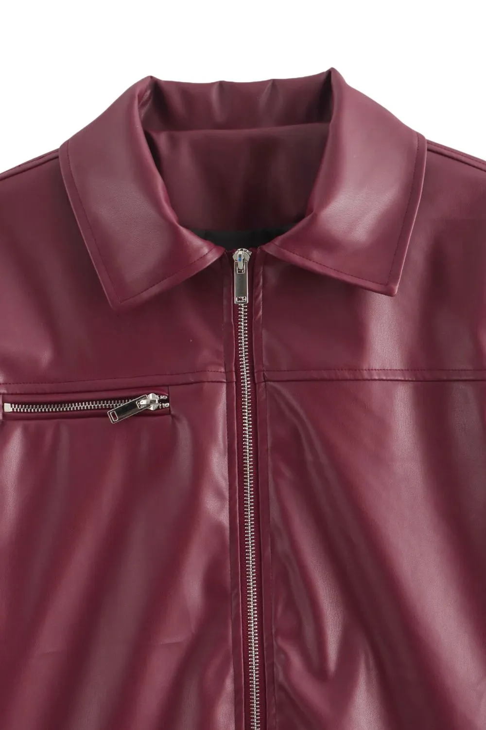 'Leah' Versatile Zippered Leather Jacket Coat sold by Goodnight Macaroon product image thumbnail 3