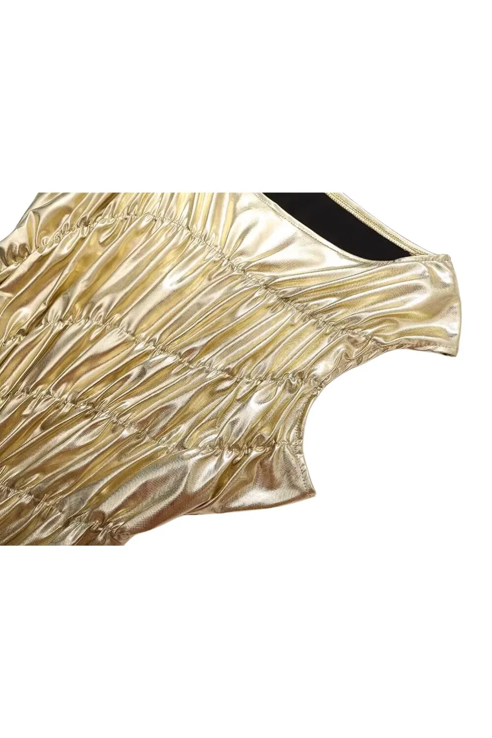 'Violet' Fitted Metallic Pleated Sleeveless Mid-calf Dress sold by Goodnight Macaroon product image thumbnail 4