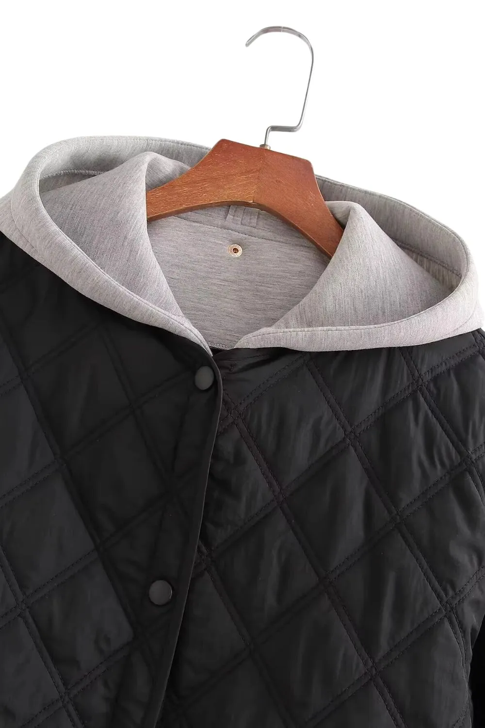 'Angela' Hooded Cotton Jacket in Faux Two-Piece Style sold by Goodnight Macaroon product image thumbnail 3