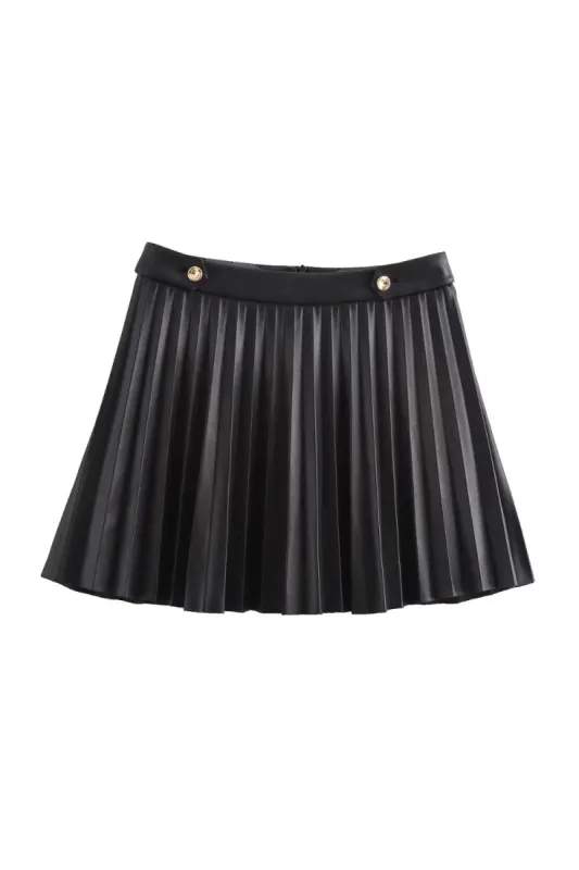 'Ashley' Versatile Pleated Faux Leather Skirt sold by Goodnight Macaroon