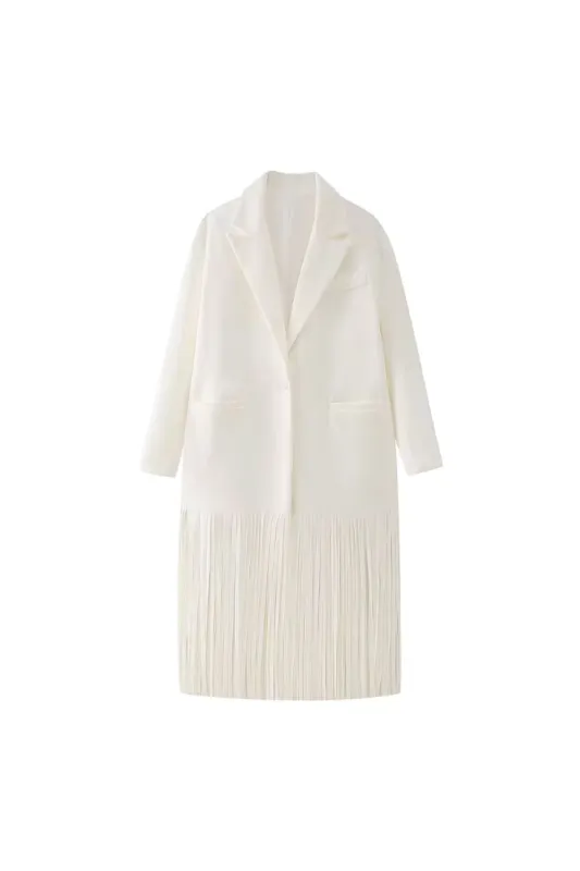 ‘Olivia’ Oversized Tailored Wool Coat with Fringe Hem sold by Goodnight Macaroon