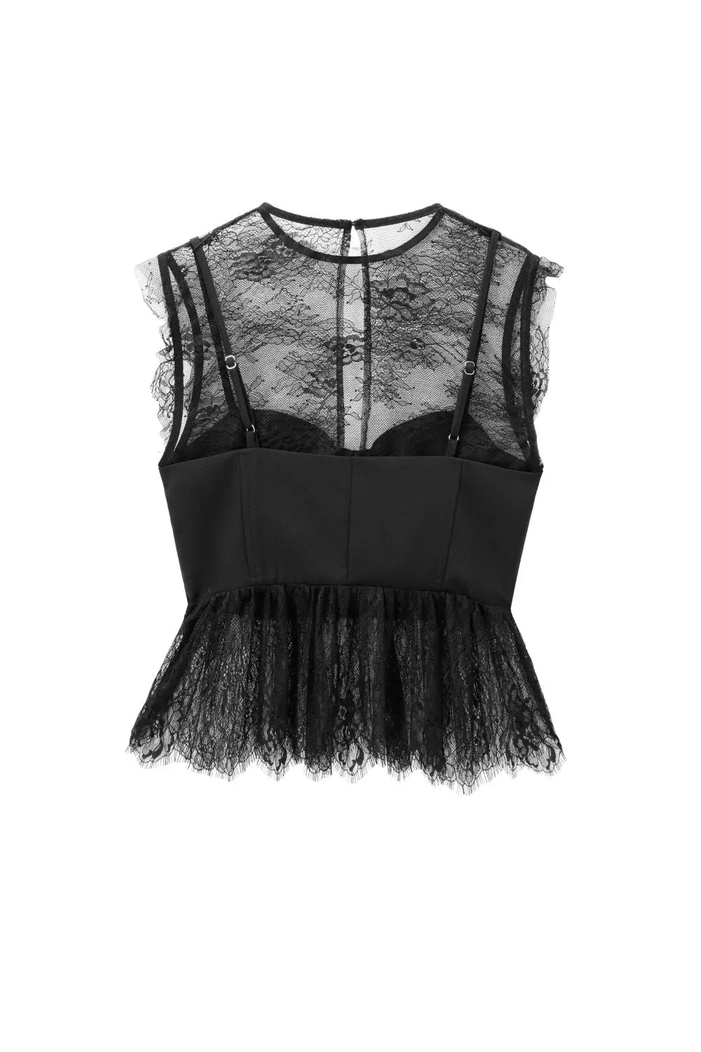 'Brianna' Simple Lace-Blend Sleeveless Top sold by Goodnight Macaroon