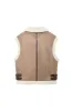 'Emery' Minimalist Collared Sleeveless Quilted Sherpa Vest sold by Goodnight Macaroon
