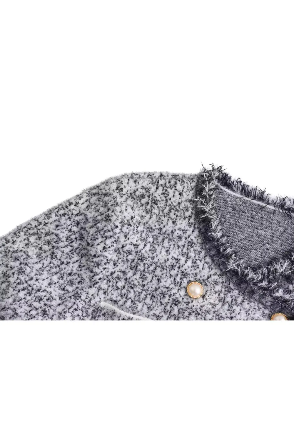 'Elisa' Heather Grey Faux Mink Round-Neck Cardigan sold by Goodnight Macaroon product image thumbnail 4