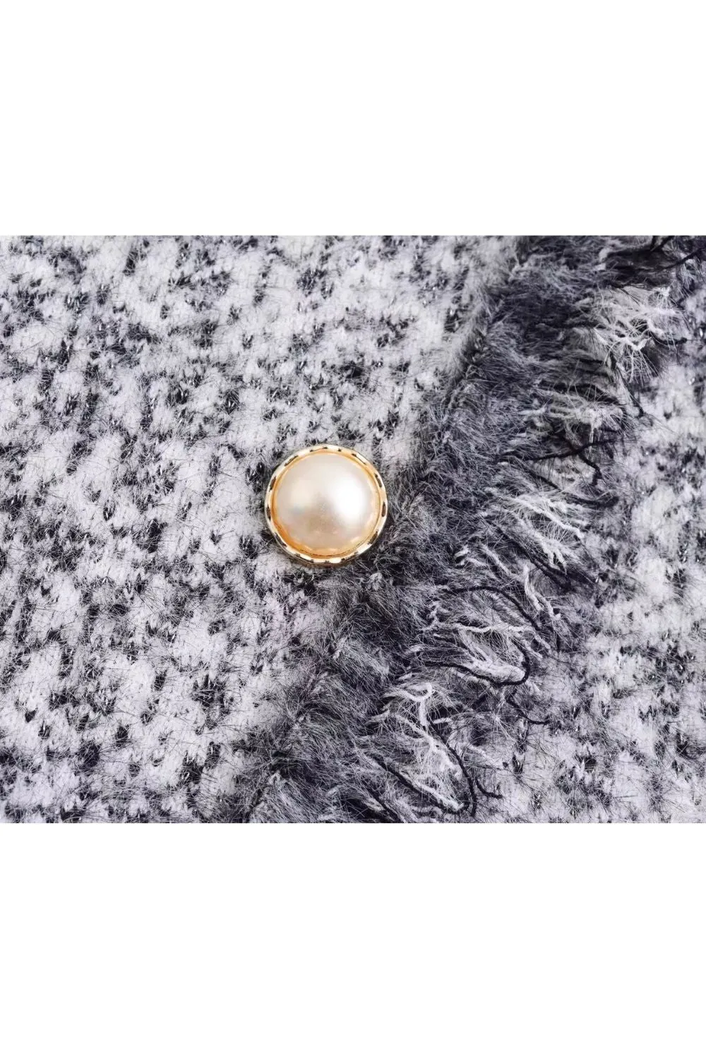 'Elisa' Heather Grey Faux Mink Round-Neck Cardigan sold by Goodnight Macaroon product image thumbnail 5