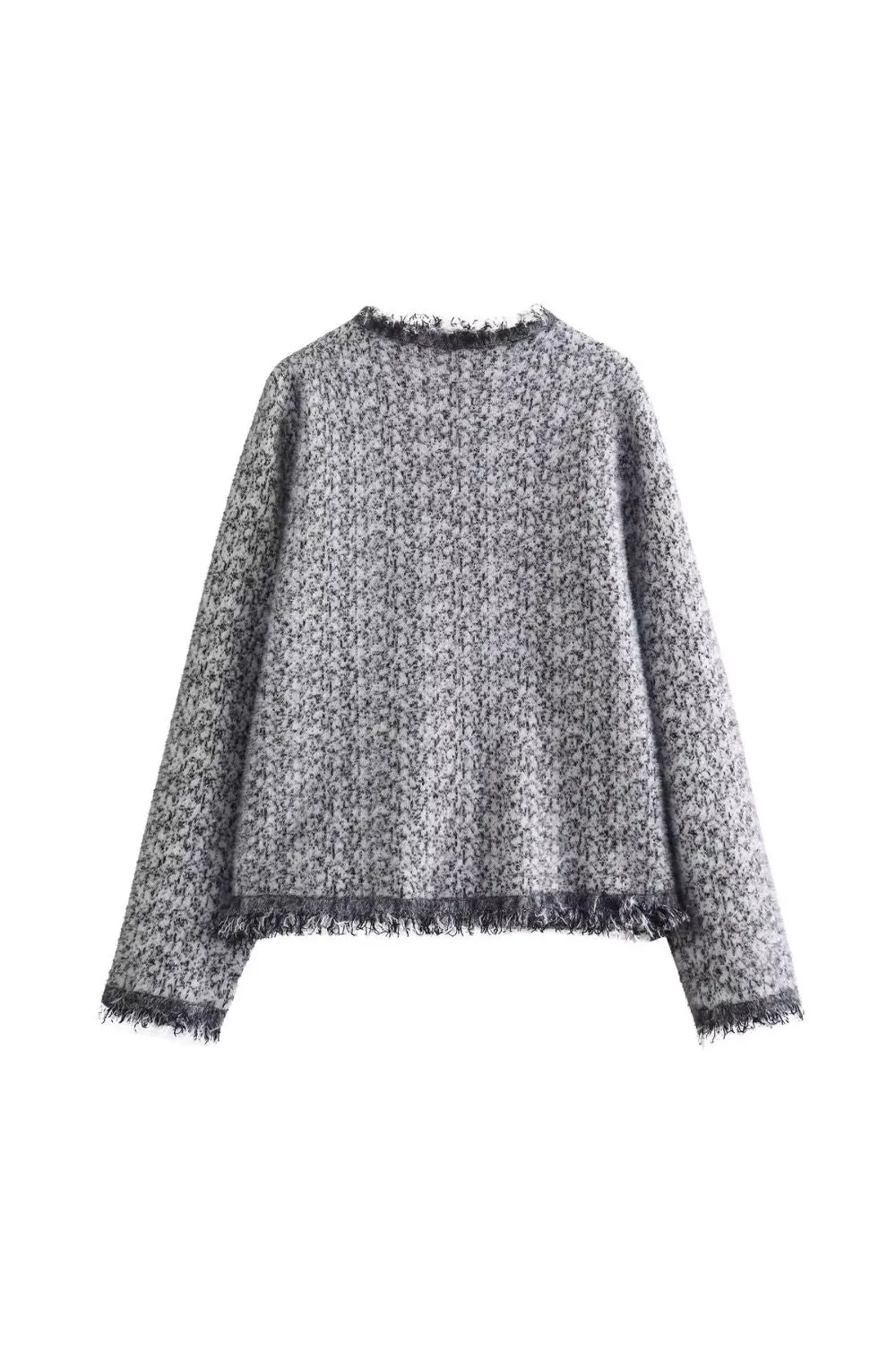 'Elisa' Heather Grey Faux Mink Round-Neck Cardigan sold by Goodnight Macaroon product image thumbnail 2