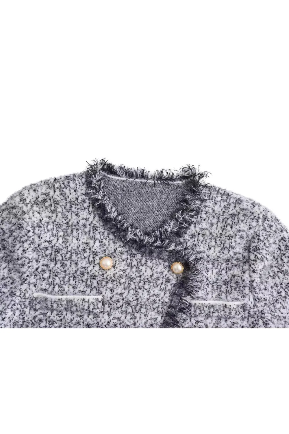 'Elisa' Heather Grey Faux Mink Round-Neck Cardigan sold by Goodnight Macaroon product image thumbnail 3