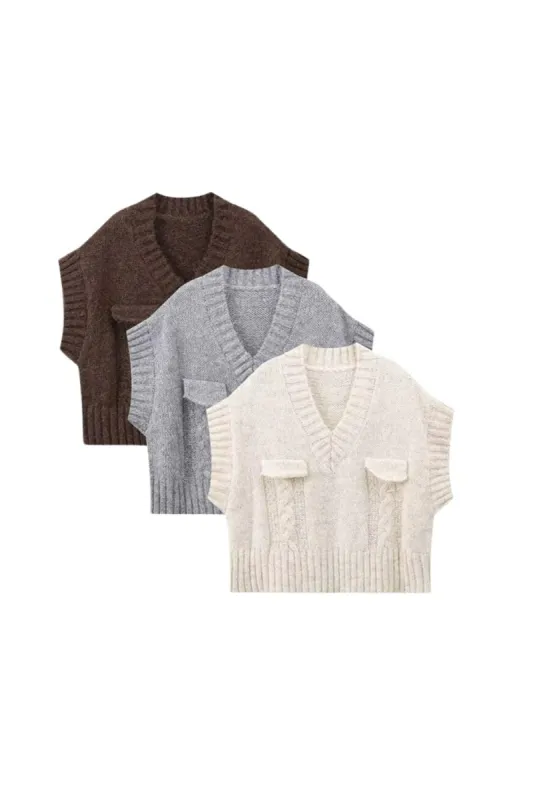 'Rainer' Preppy Style V-Neck Knit Vest sold by Goodnight Macaroon