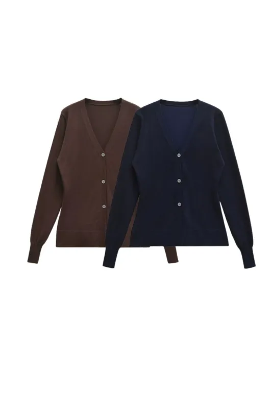 'Gail' Button-Down Long Sleeve V-Neck Cardigan sold by Goodnight Macaroon