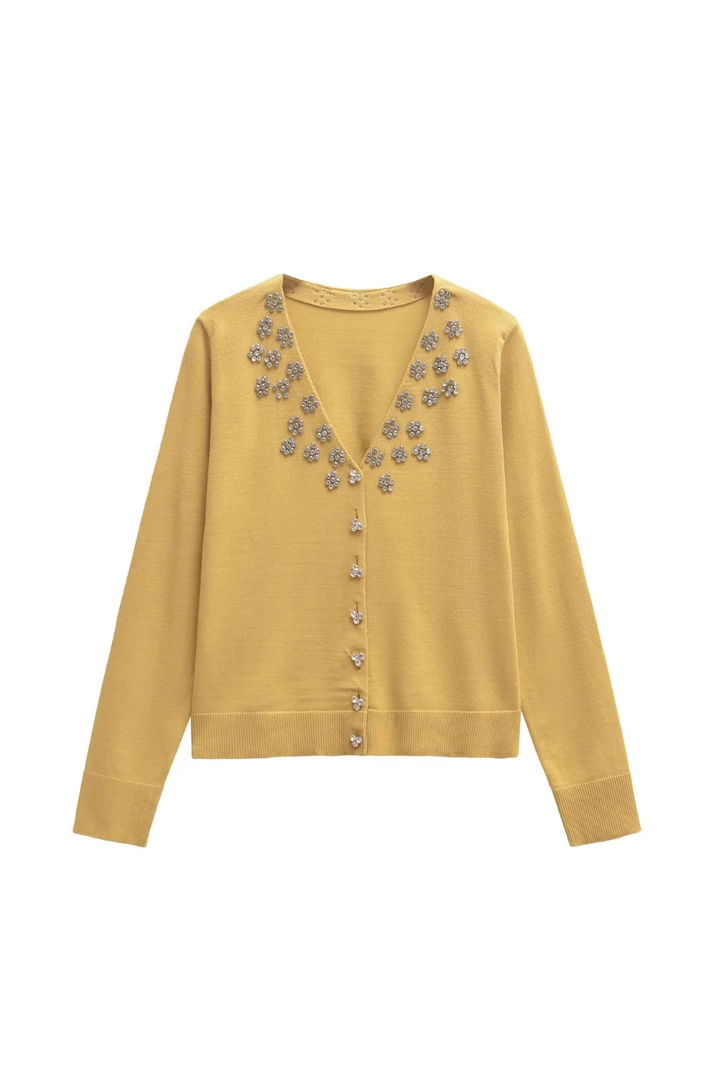 ‘Willy’ Jewel Beaded V-Neck Knit Sweater sold by Goodnight Macaroon
