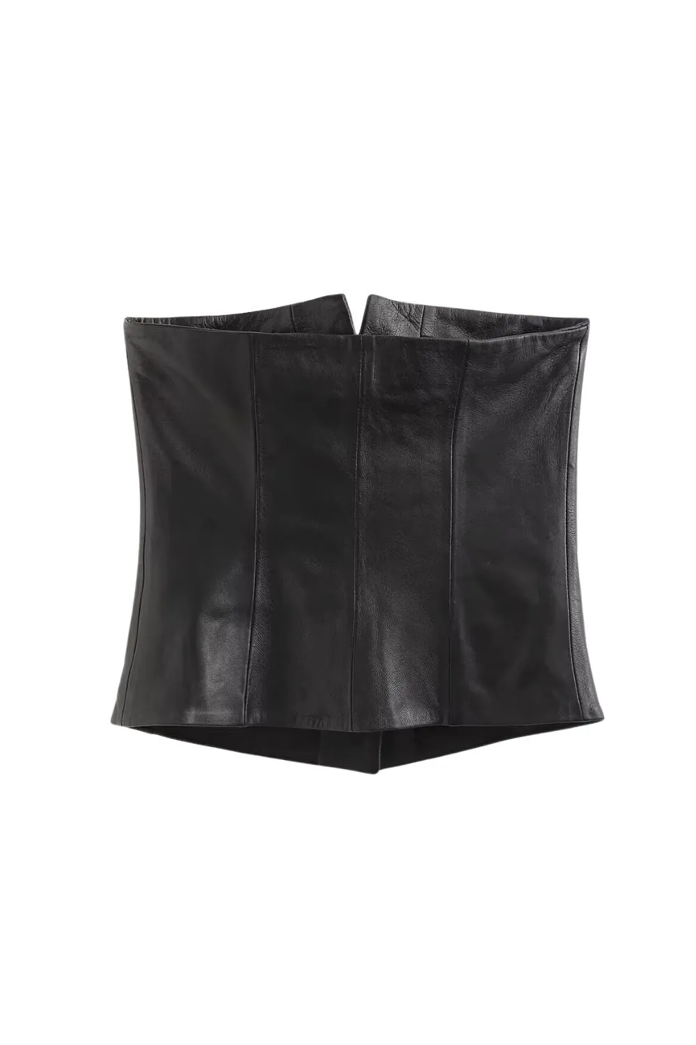 'Geoff' Slim Fit Button-Front Leather Blouse sold by Goodnight Macaroon product image thumbnail 2