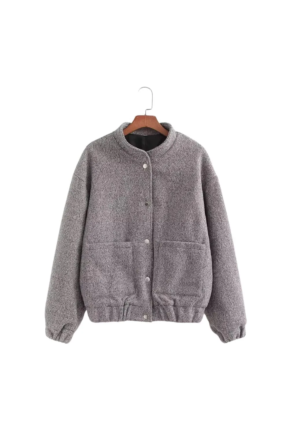 'Rose' Grey Wool Baseball-Style Jacket sold by Goodnight Macaroon