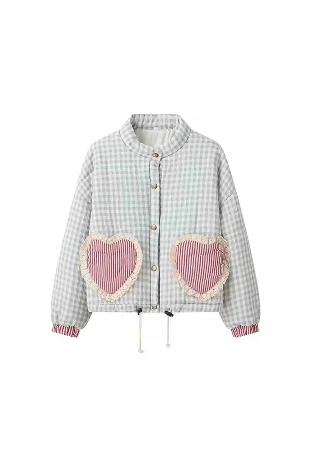 'Isabella' Plaid Lace-Trimmed Puffer Jacket sold by Goodnight Macaroon product image thumbnail 4