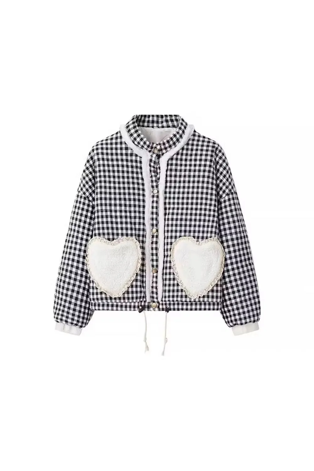 'Isabella' Plaid Lace-Trimmed Puffer Jacket sold by Goodnight Macaroon product image thumbnail 2