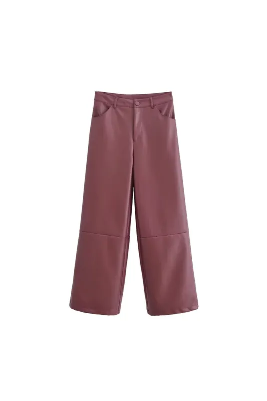 'Riley' Fashion-Forward Leather Patched Palazzo Pants made by Goodnight Macaroon
