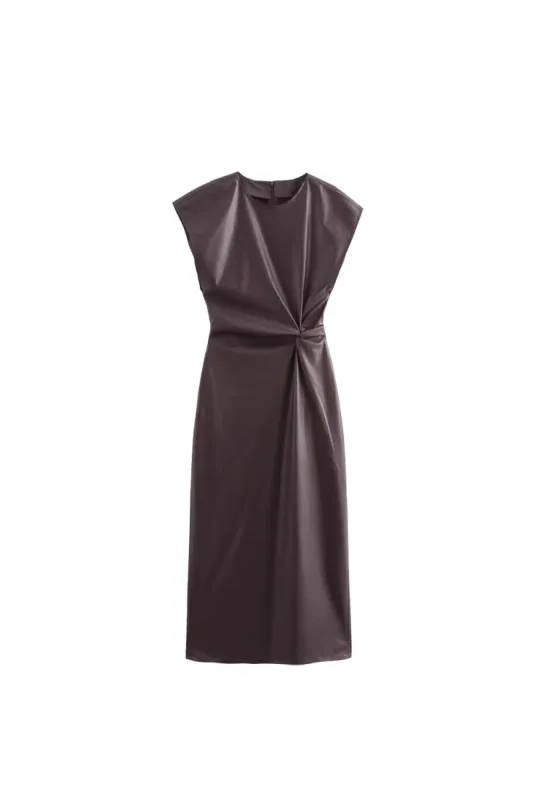 'Debra' Faux Leather Midi Dress sold by Goodnight Macaroon