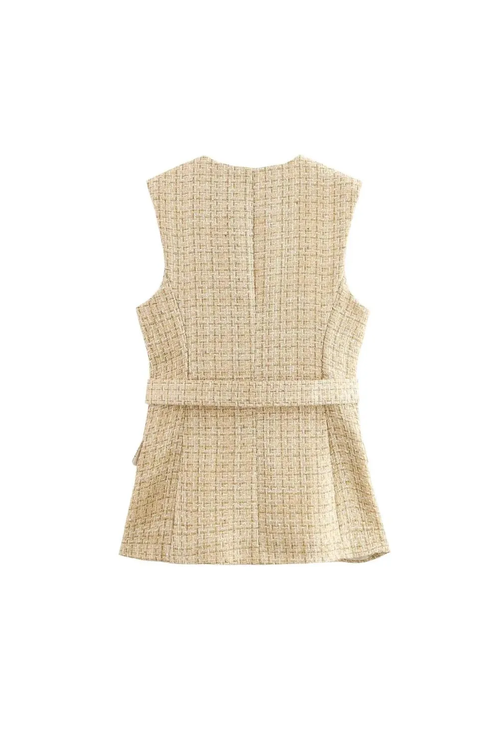 'Emilia' Textured Sleeveless Vest with Belt sold by Goodnight Macaroon product image thumbnail 2