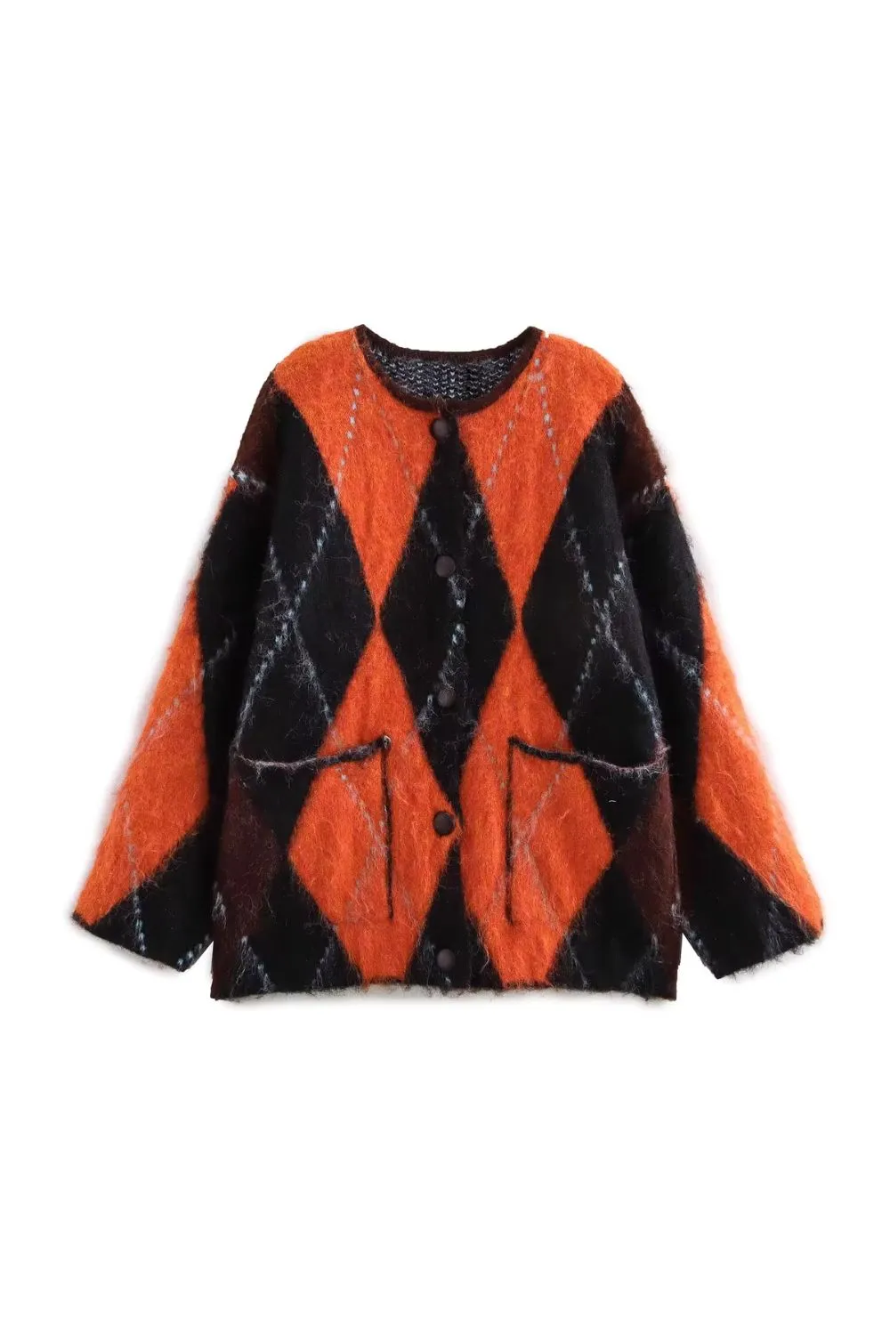 'Zoey' Long Sleeve Crew Neck Jacquard Knit Jacket sold by Goodnight Macaroon