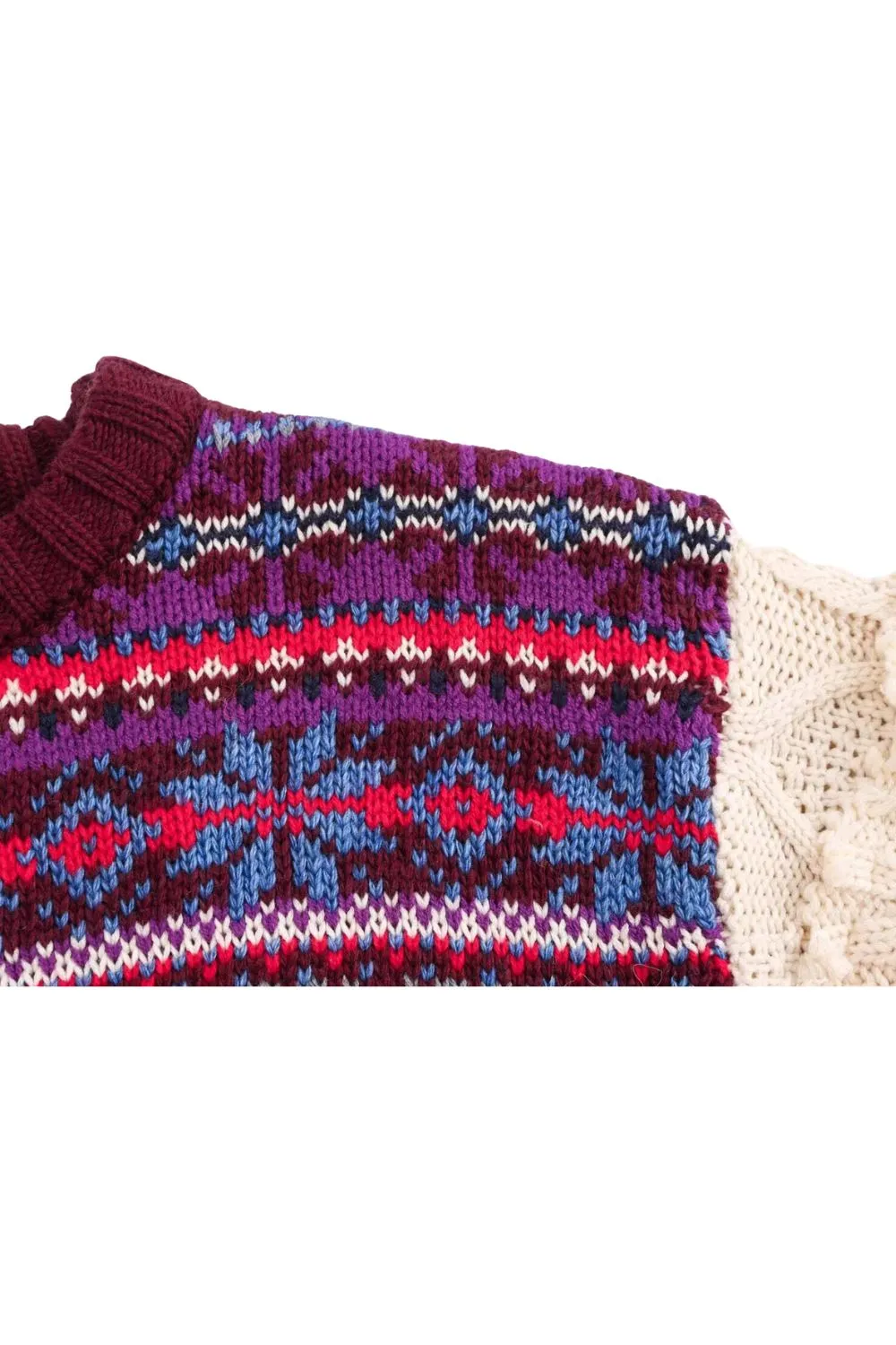 'Naomi' Stylish Jacquard Patchwork Round-Neck Sweater sold by Goodnight Macaroon product image thumbnail 4
