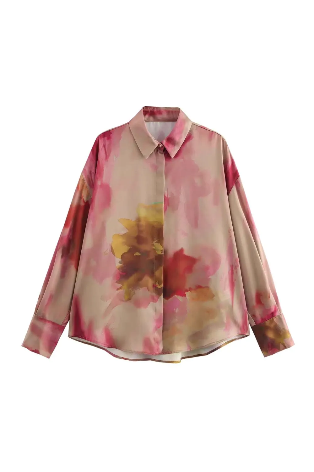 'Lucy' Silk Satin Texture Tie-Dye Shirt sold by Goodnight Macaroon