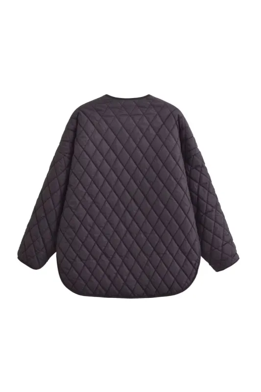 'Ella' Diamond-Quilted Cotton Jacket with Cropped Back sold by Goodnight Macaroon