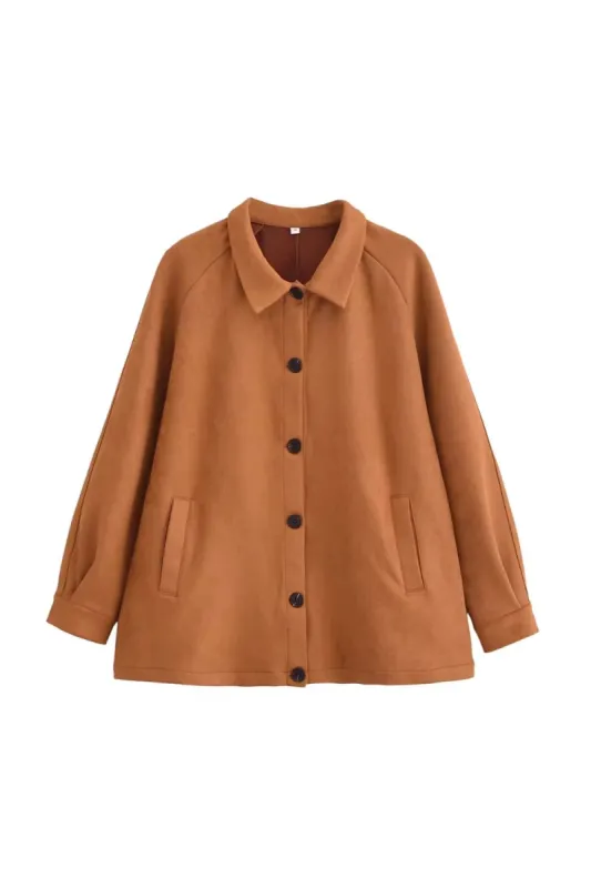 'Avery' Suede Collared Relaxed Fit Jacket sold by Goodnight Macaroon