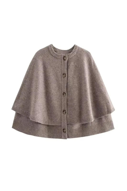 'Aurora' Round Neck Cape-Style Knit Cardigan made by Goodnight Macaroon