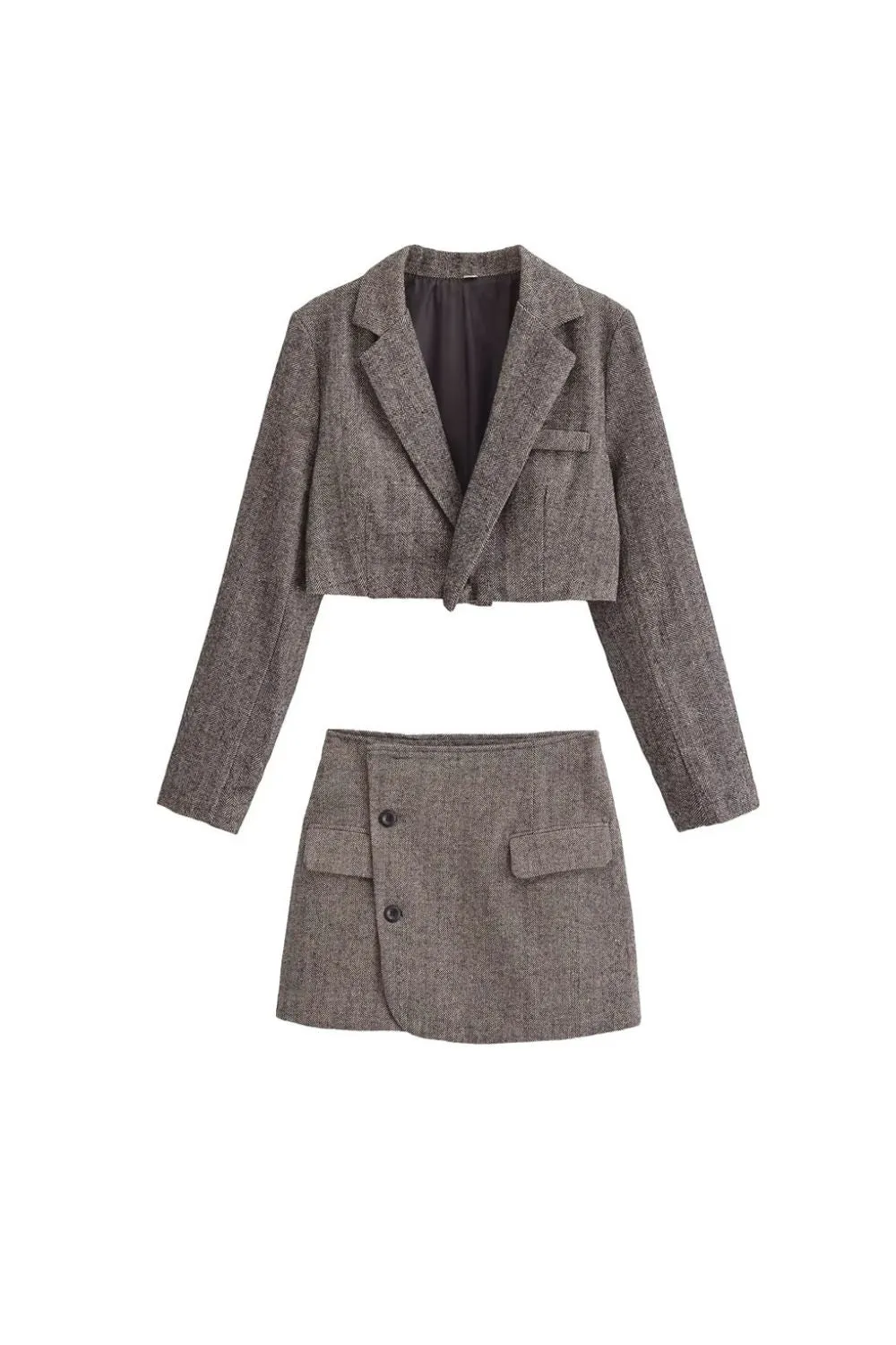 'Camila' Gray One-Button Short Suit & Skirt Set sold by Goodnight Macaroon