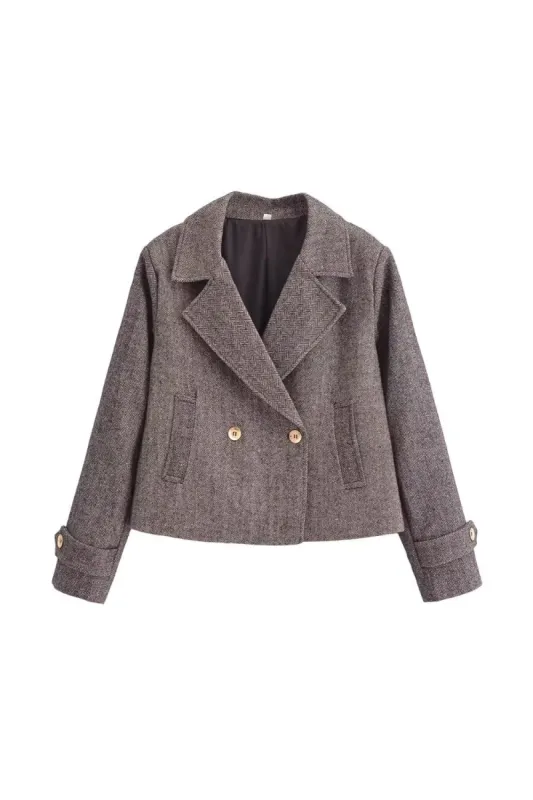 'Sofia' Autumn/Winter Collared Grey Short Coat made by Goodnight Macaroon