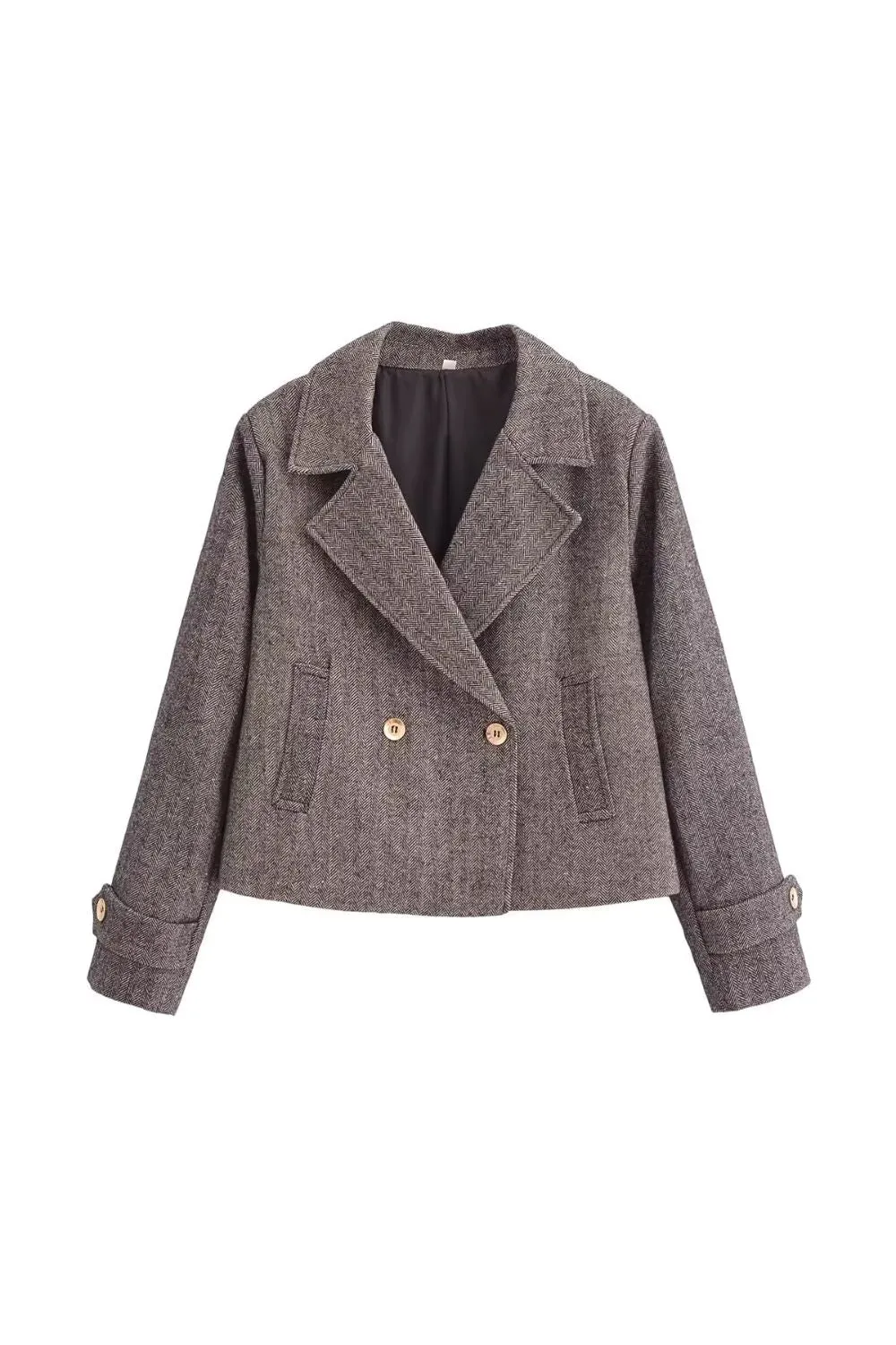 'Sofia' Autumn/Winter Collared Grey Short Coat sold by Goodnight Macaroon