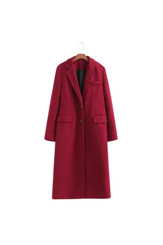 'Violet' Ankle-Length Ankle-Grazing Red Sweater Coat sold by Goodnight Macaroon