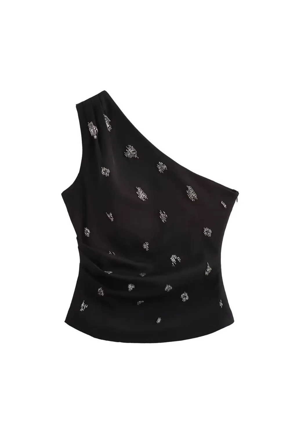’Gianna‘ Beaded Off-Shoulder Asymmetrical Top sold by Goodnight Macaroon