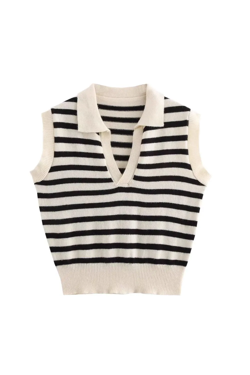 'Quinn' Lapel-Detail Striped Vest sold by Goodnight Macaroon product image thumbnail 3
